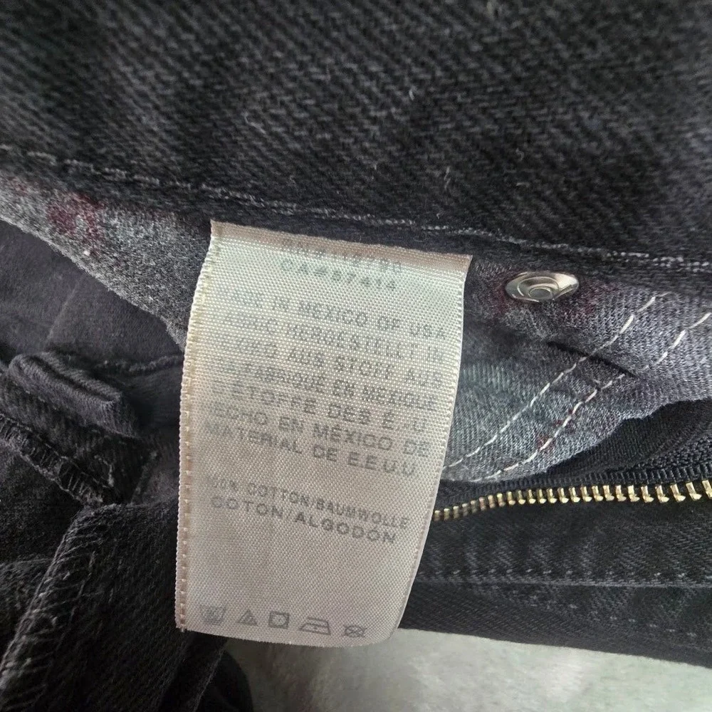 True Religion Straight Leg Jeans Mens 42 Black Denim Horseshoe Flap Pocket